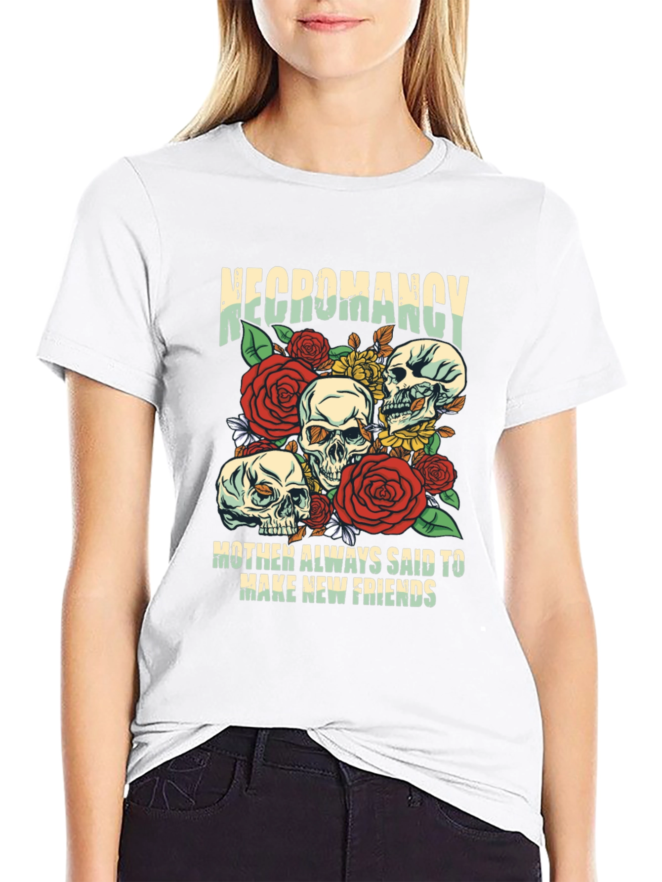Necromancy Skull Graphic T-Shirt - Make New Friends Tee