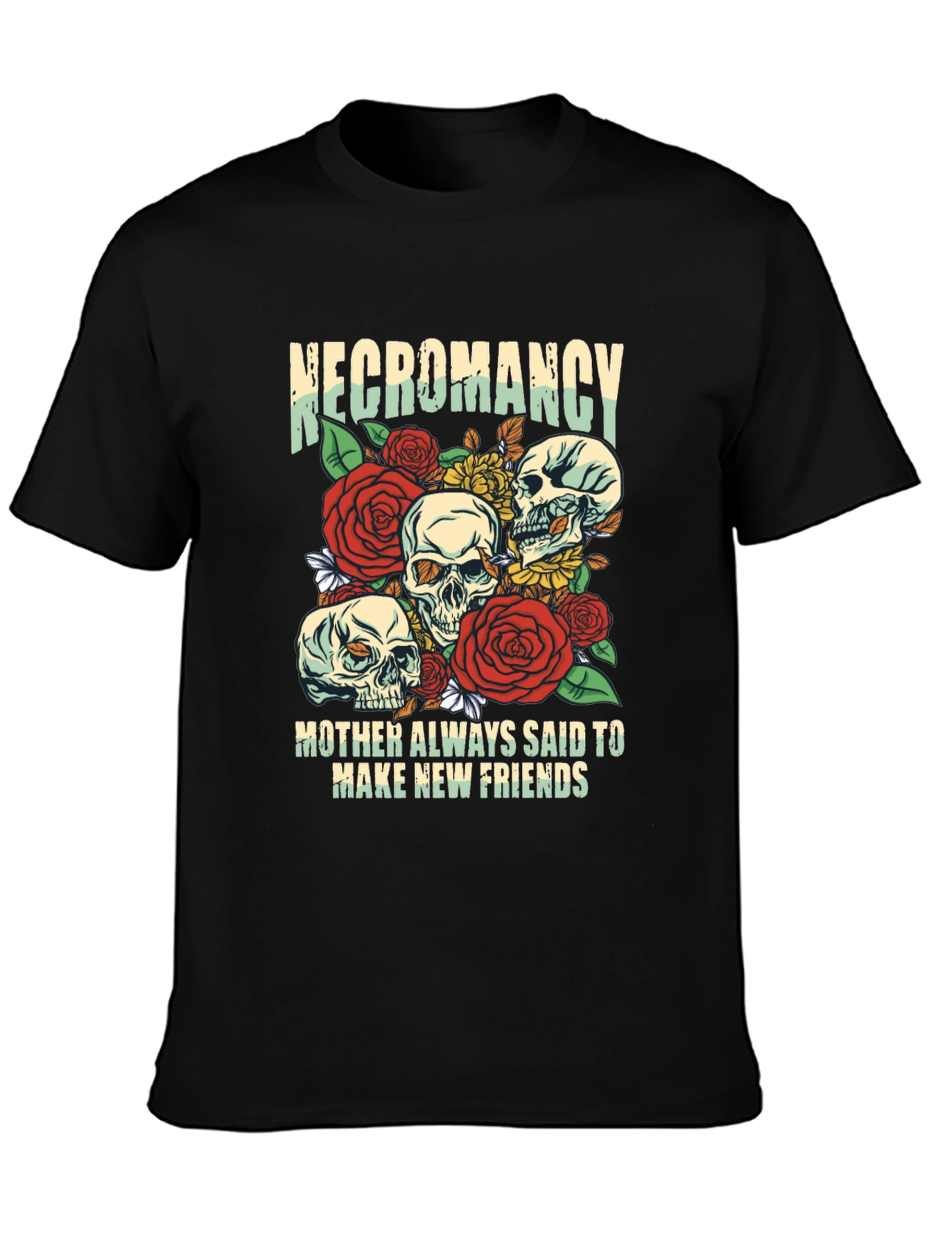 Necromancy Skull Graphic T-Shirt - Make New Friends Tee