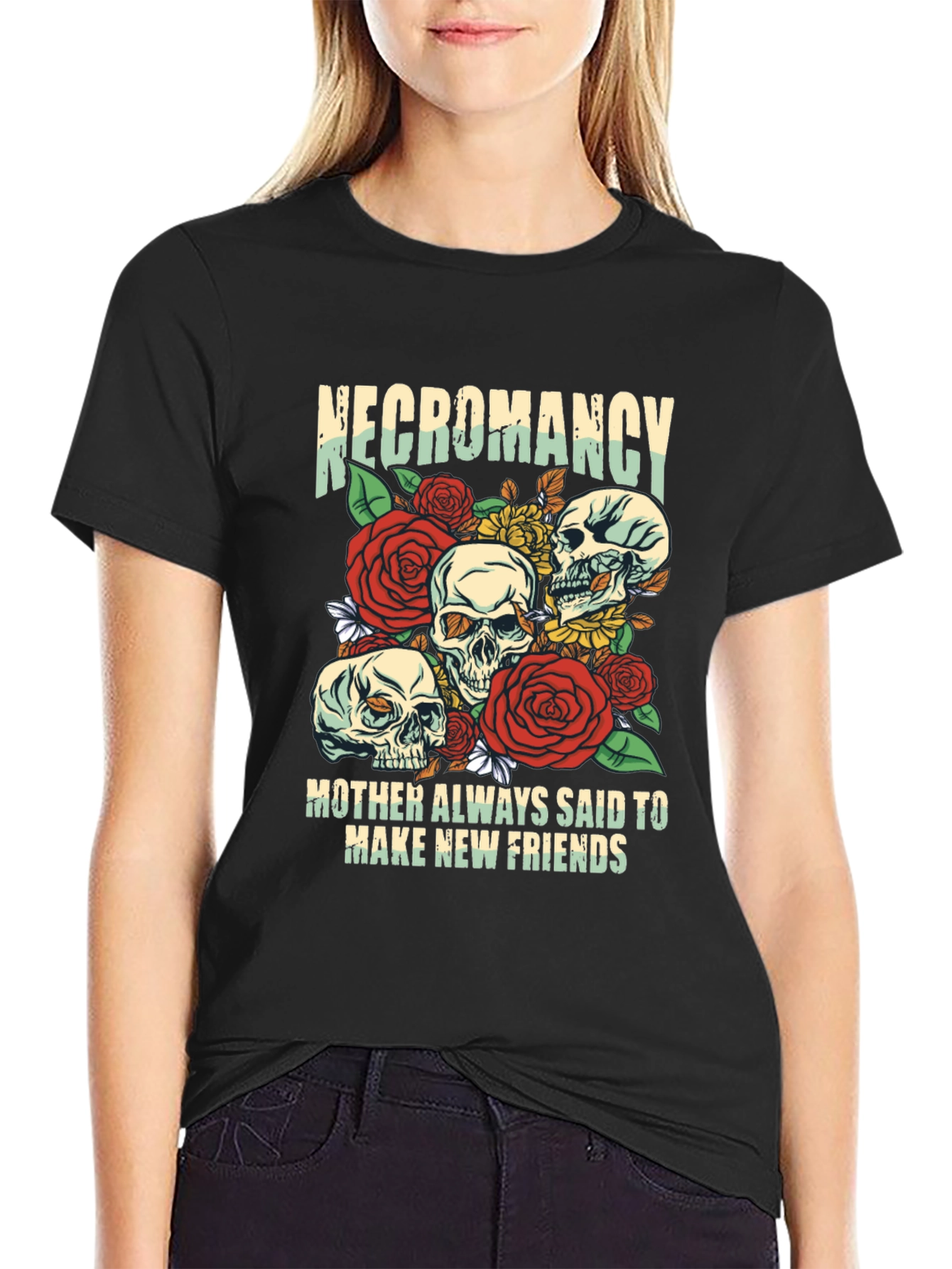 Necromancy Skull Graphic T-Shirt - Make New Friends Tee