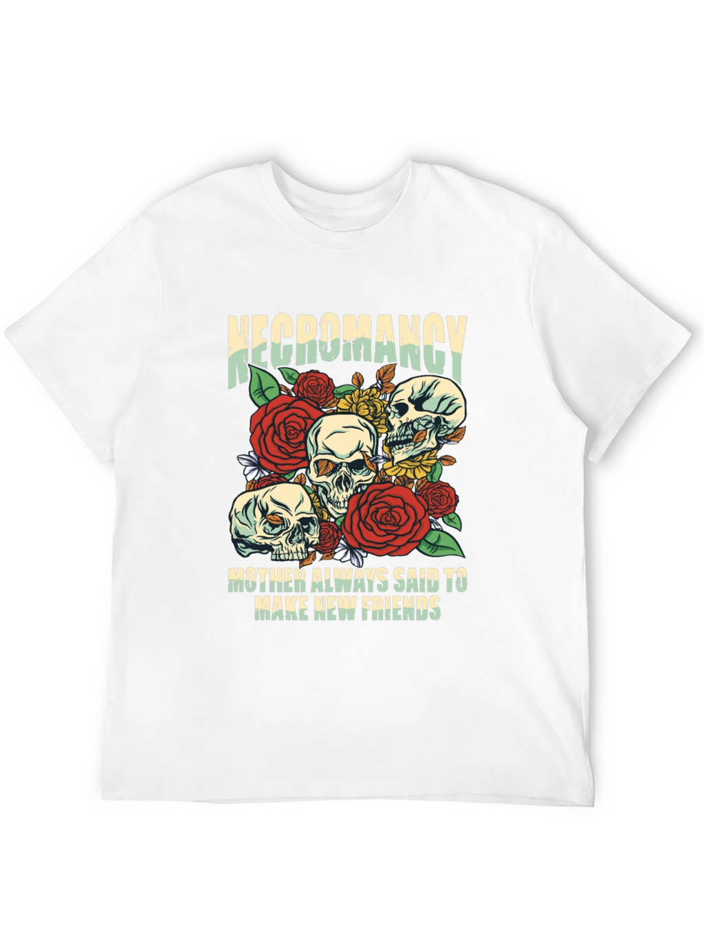 Necromancy Skull Graphic T-Shirt - Make New Friends Tee