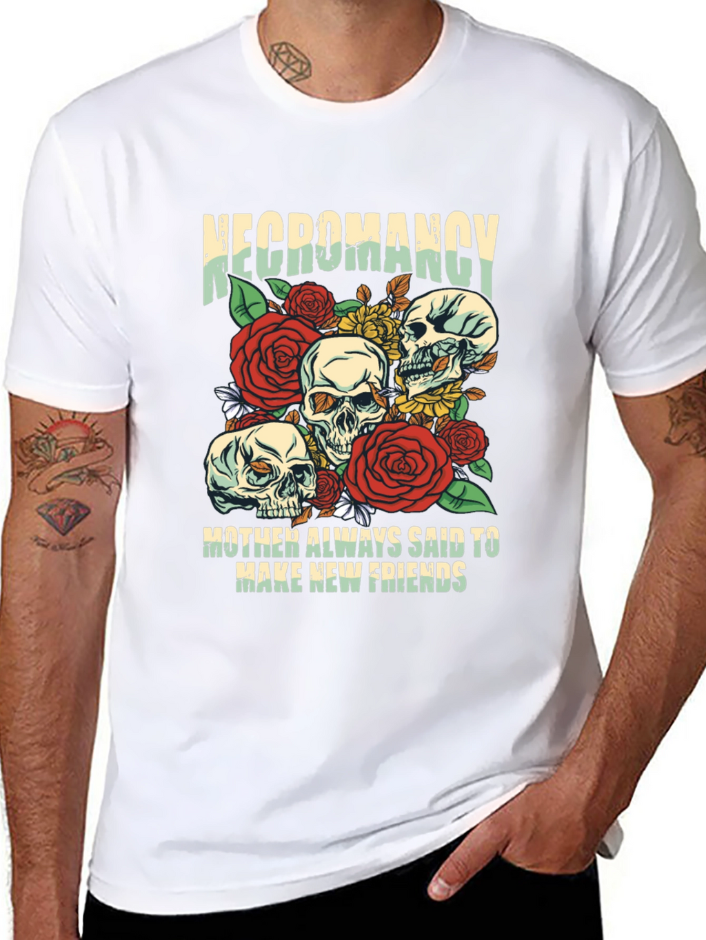 Necromancy Skull Graphic T-Shirt - Make New Friends Tee