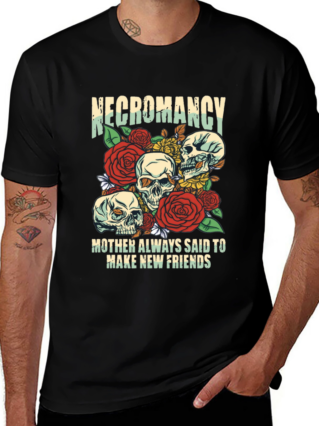 Necromancy Skull Graphic T-Shirt - Make New Friends Tee