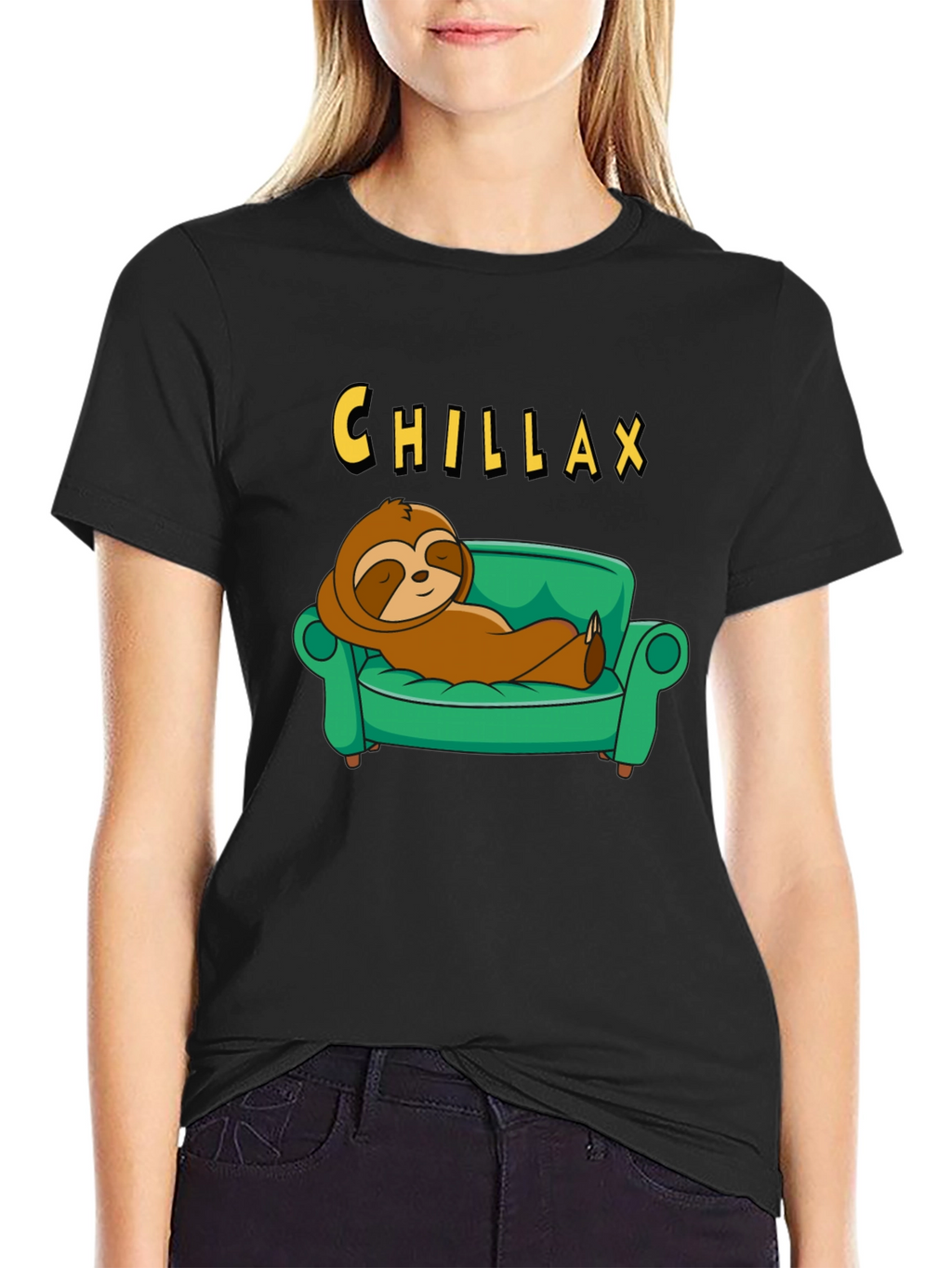 Chillax Sloth on Couch Graphic Tee - Relaxed Style
