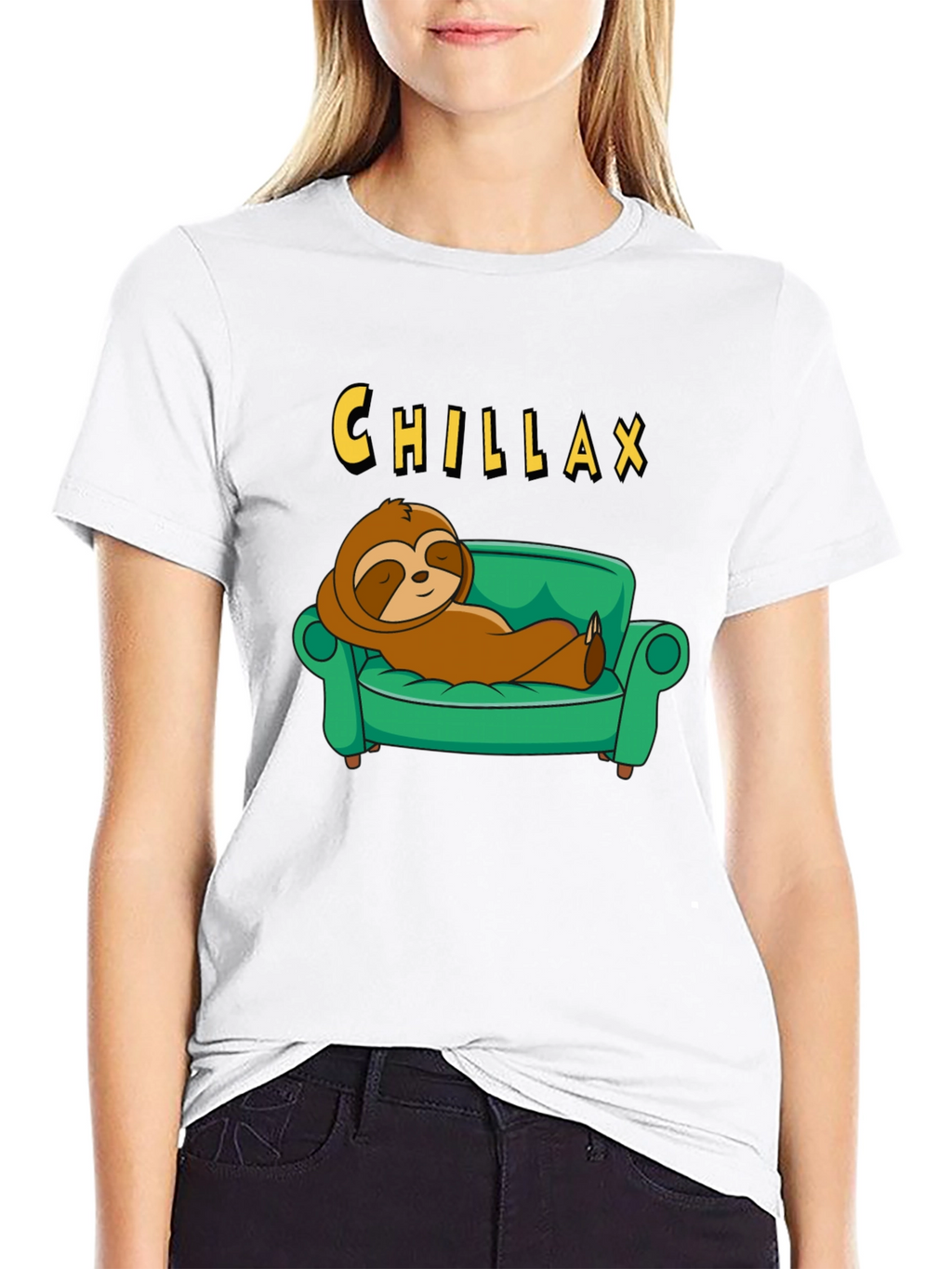 Chillax Sloth on Couch Graphic Tee - Relaxed Style