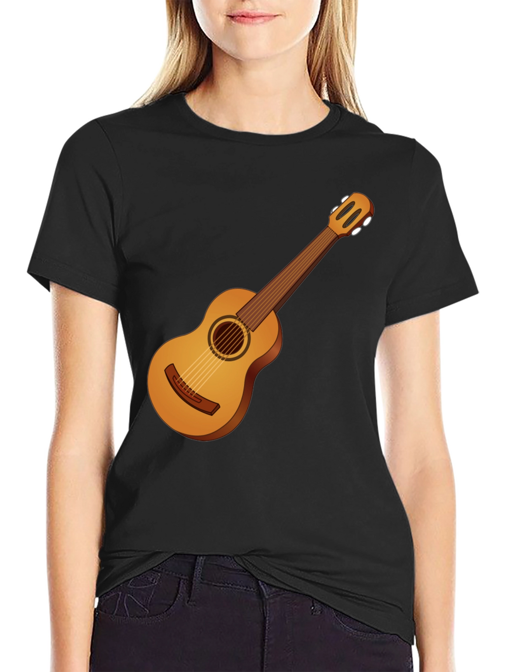 Guitar Graphic Tee - Black Cotton T-Shirt