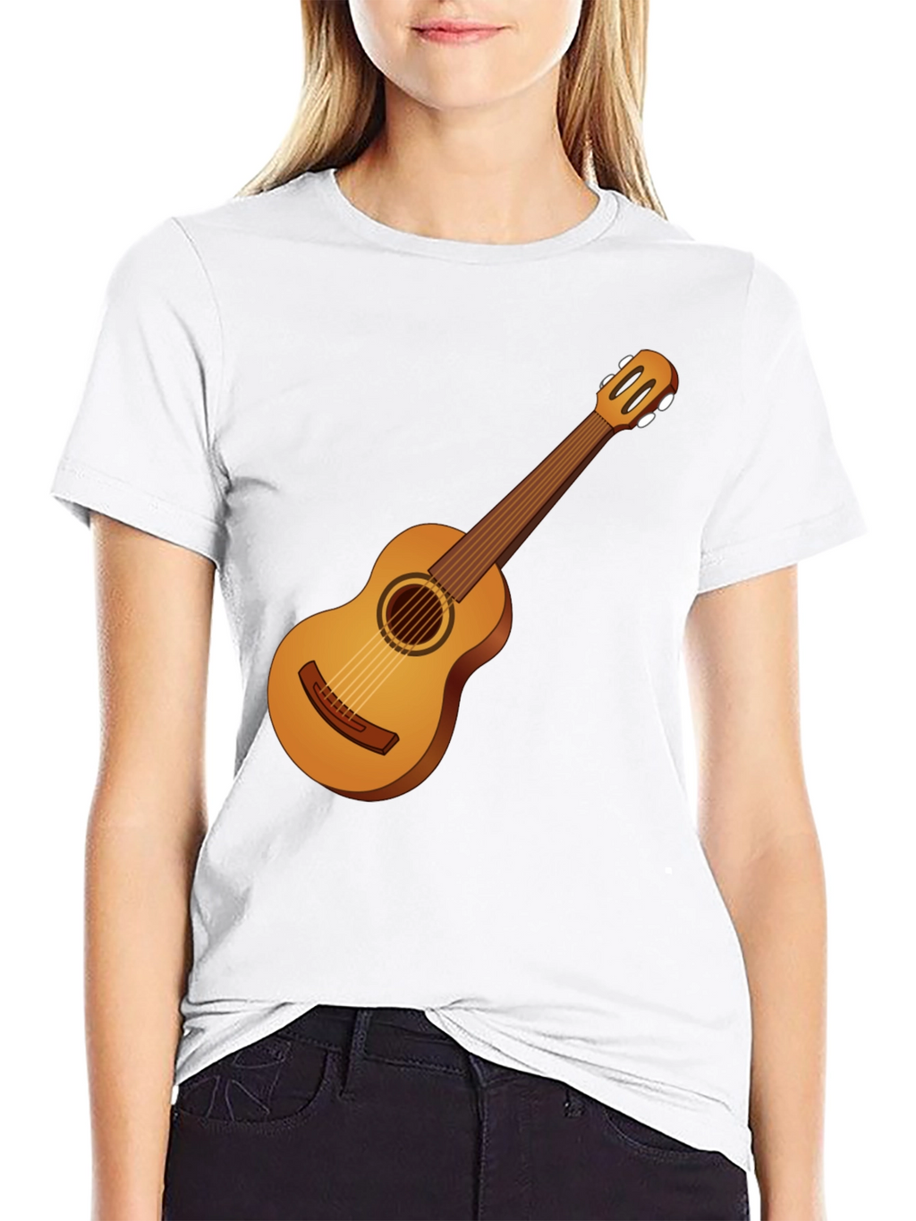 Guitar Graphic Tee - Black Cotton T-Shirt