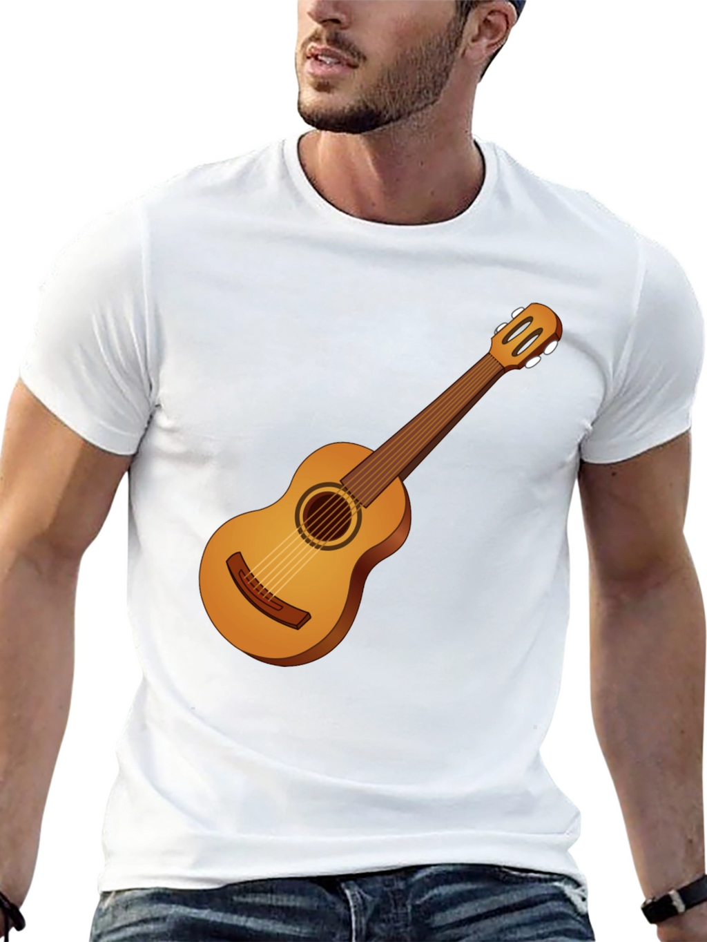 Guitar Graphic Tee - Black Cotton T-Shirt