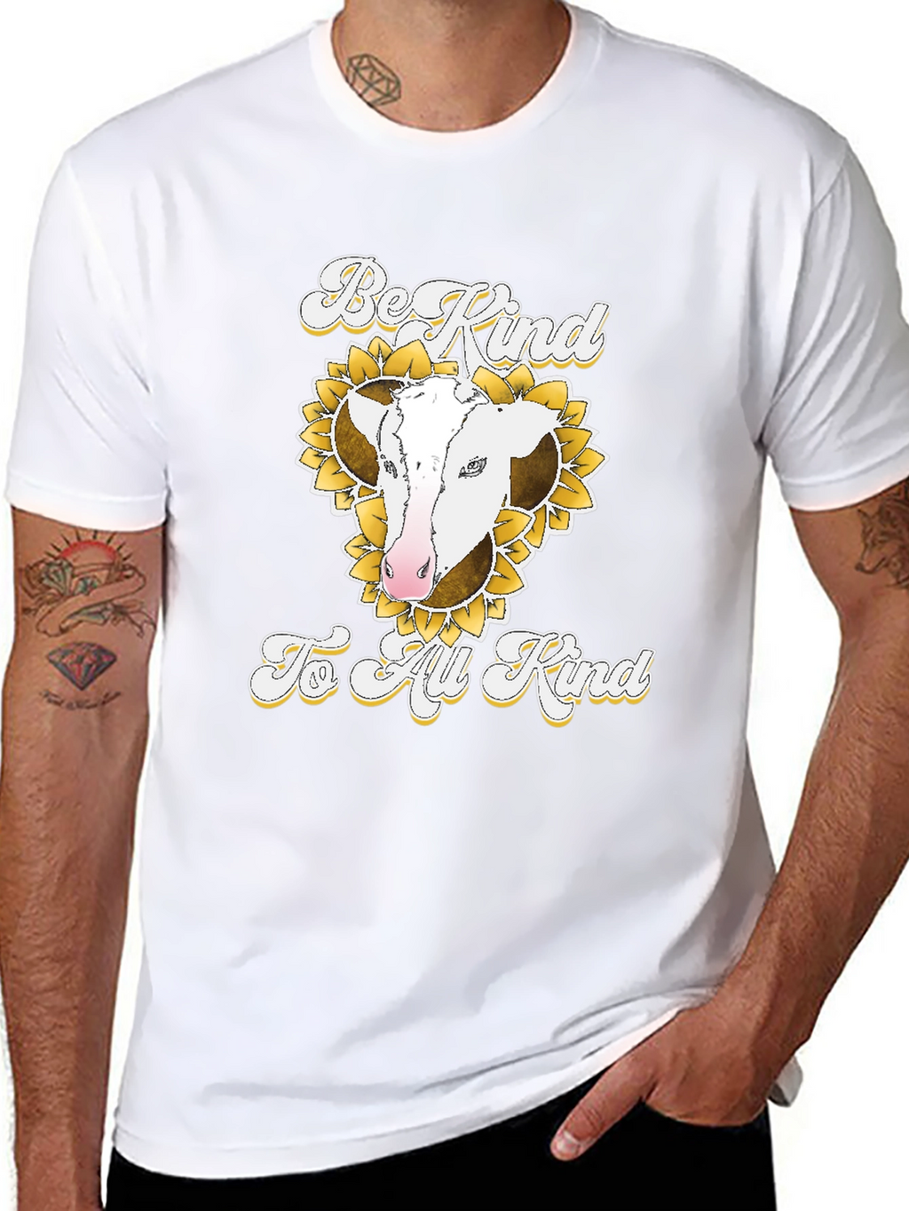 Be Kind to All Kind Cow Sunflower Graphic T-Shirt