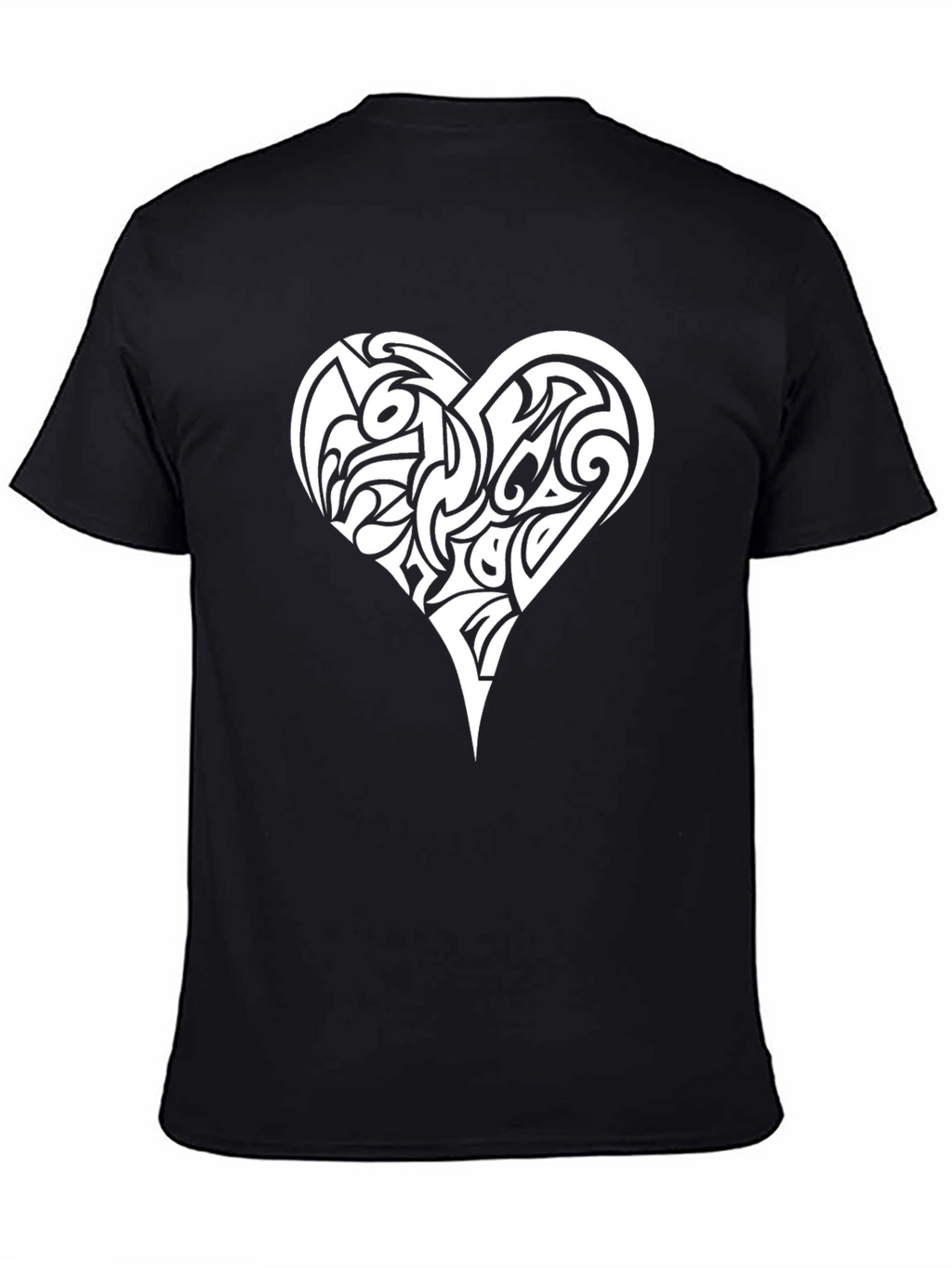 Tribal Heart Graphic Tee - Black Cotton T-Shirt