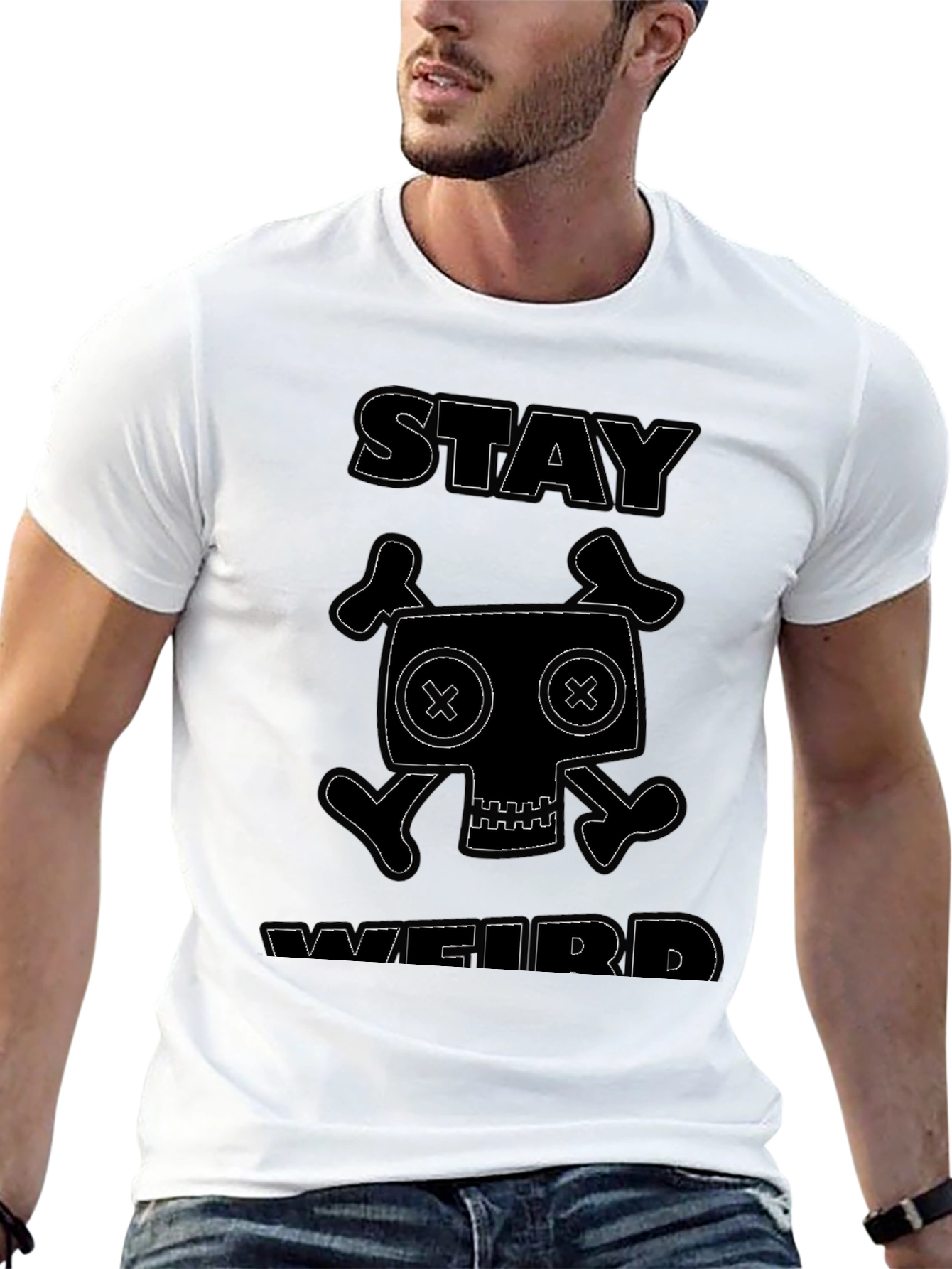 Stay Weird Graphic Black T-Shirt