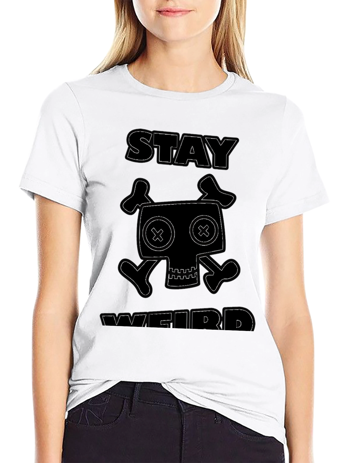 Stay Weird Graphic Black T-Shirt