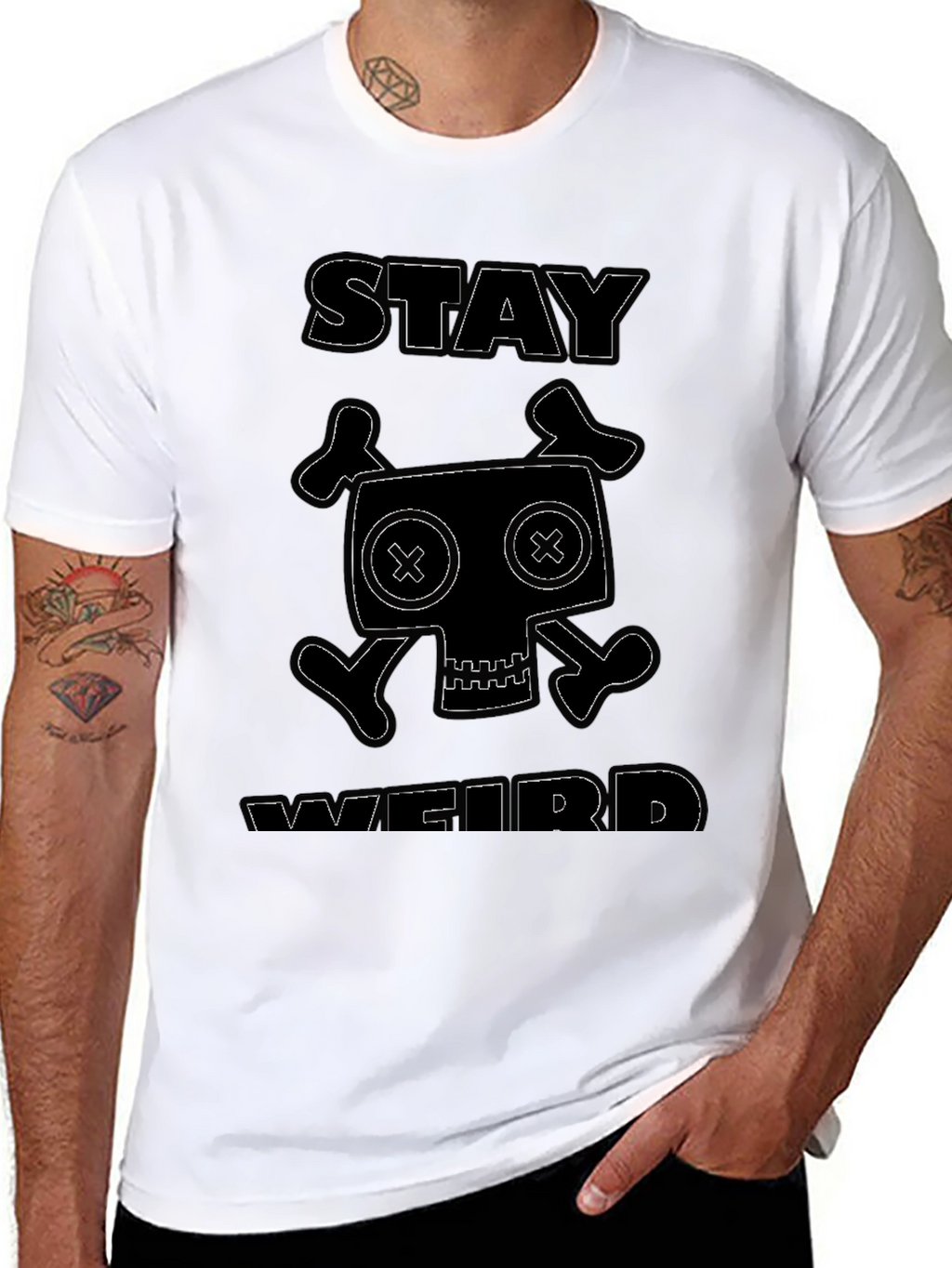Stay Weird Graphic Black T-Shirt