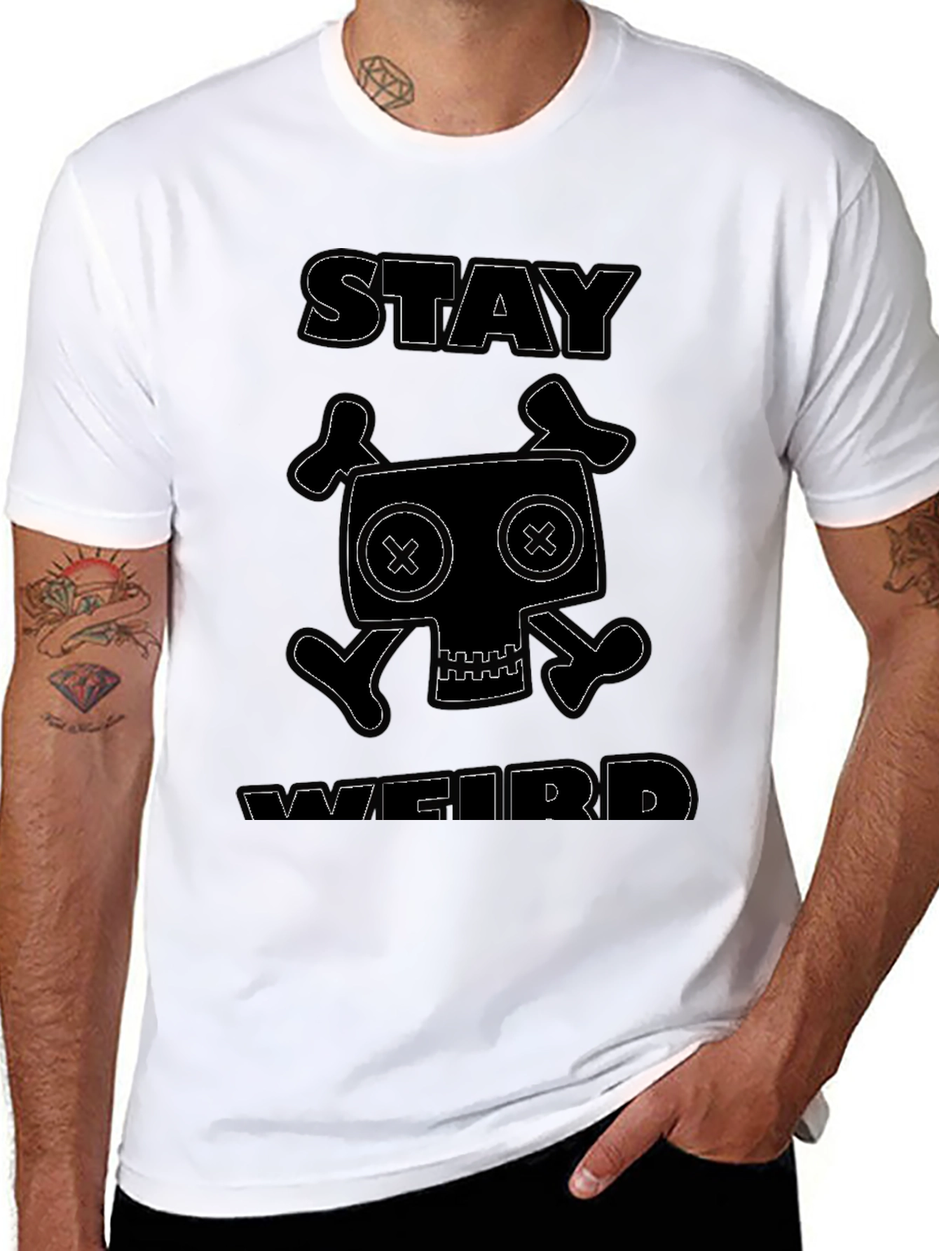 Stay Weird Graphic Black T-Shirt