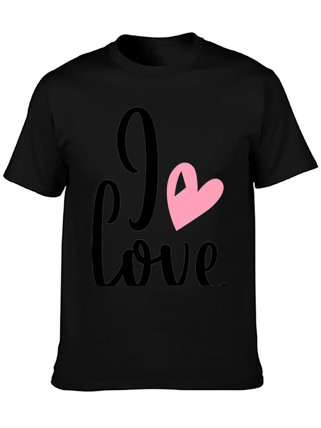 I Love Heart Graphic Black T-Shirt
