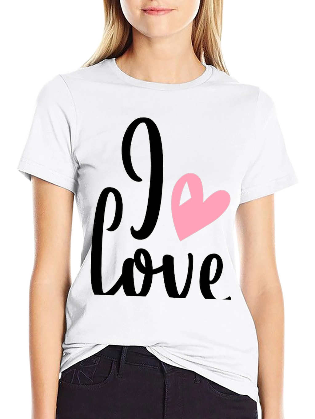 I Love Heart Graphic Black T-Shirt