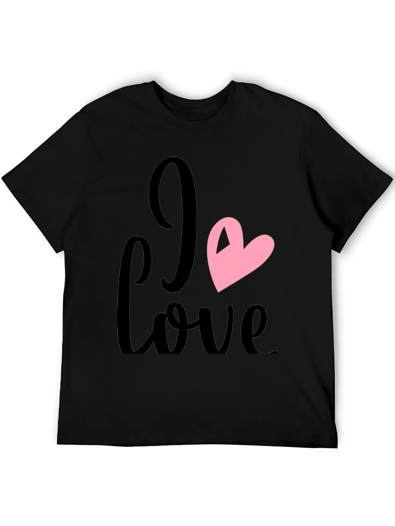 I Love Heart Graphic Black T-Shirt
