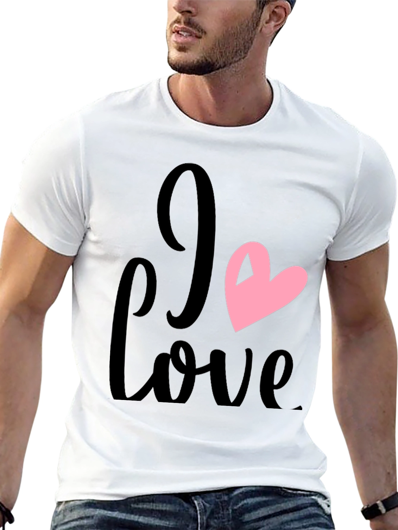 I Love Heart Graphic Black T-Shirt