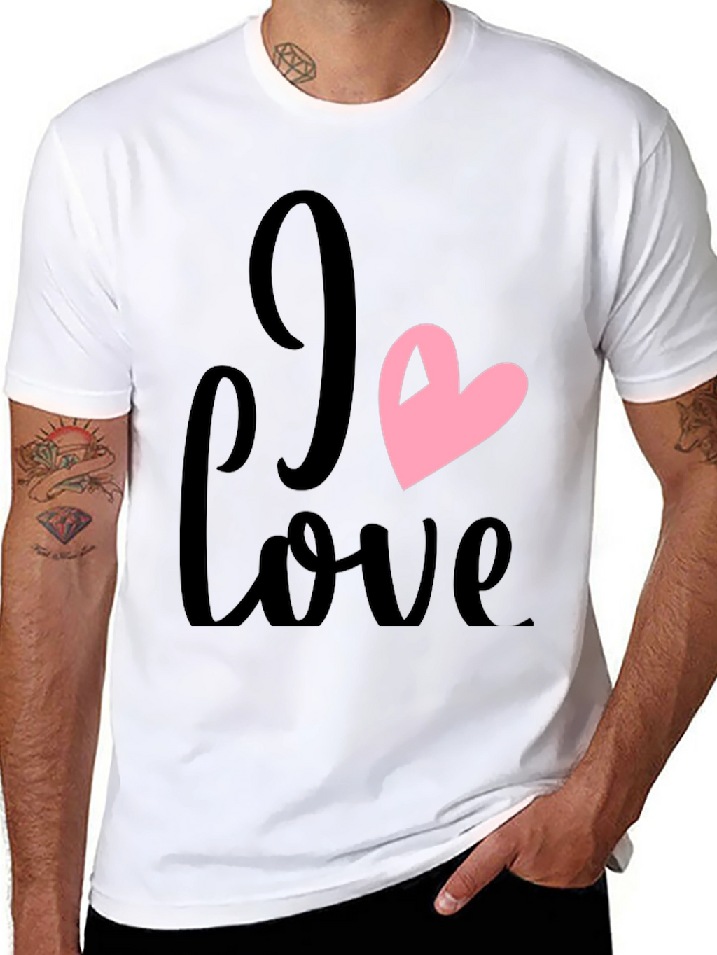 I Love Heart Graphic Black T-Shirt