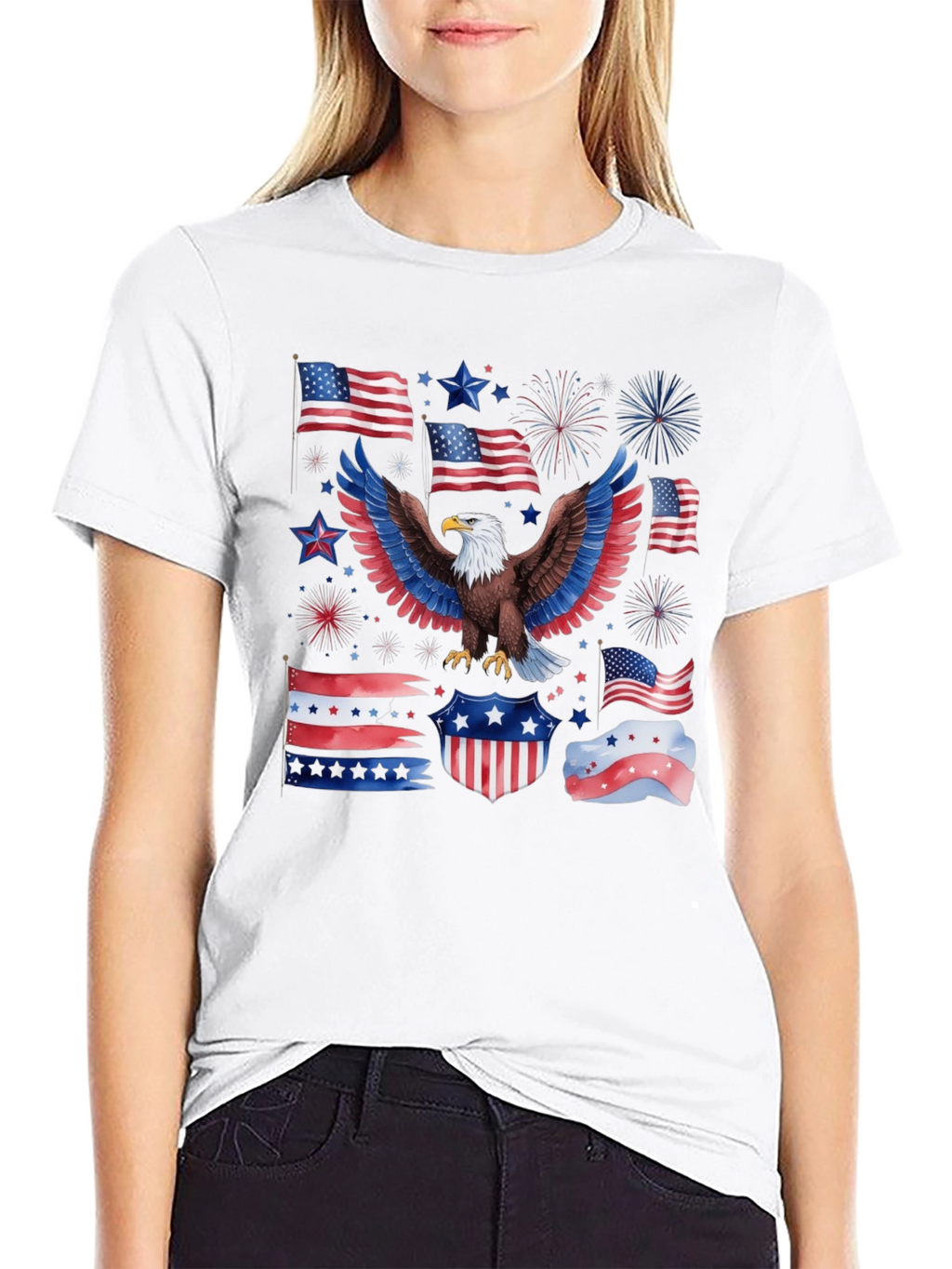 Patriotic Eagle USA Flag Graphic T-Shirt