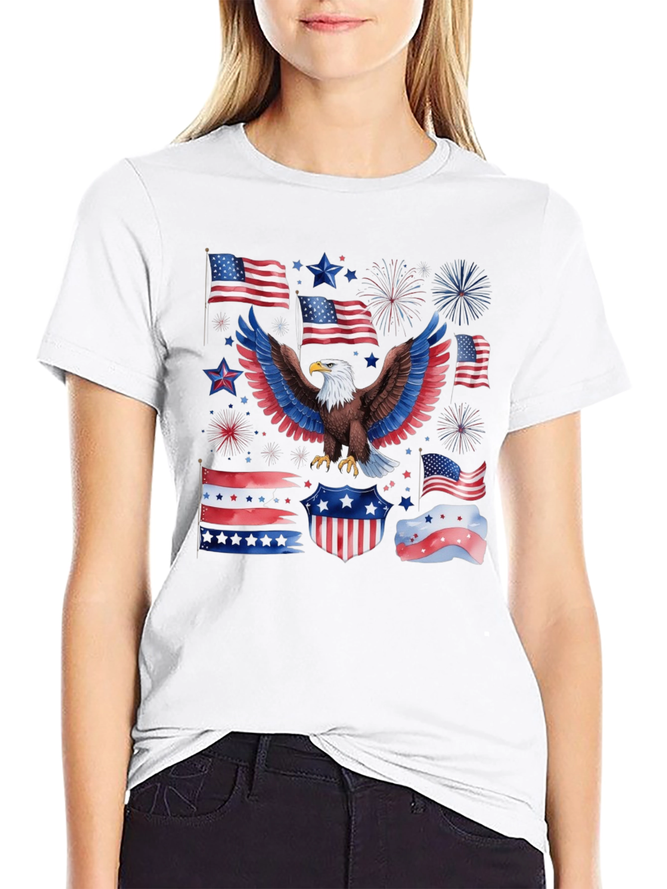 Patriotic Eagle USA Flag Graphic T-Shirt