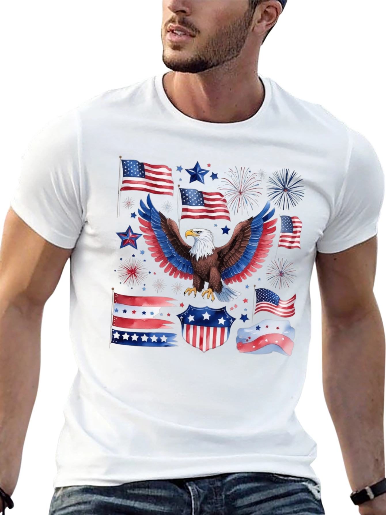 Patriotic Eagle USA Flag Graphic T-Shirt