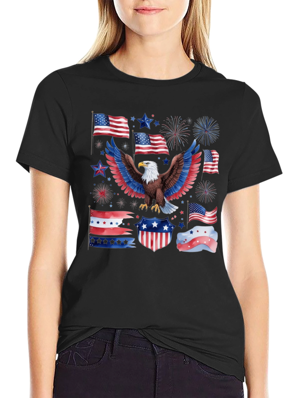Patriotic Eagle USA Flag Graphic T-Shirt