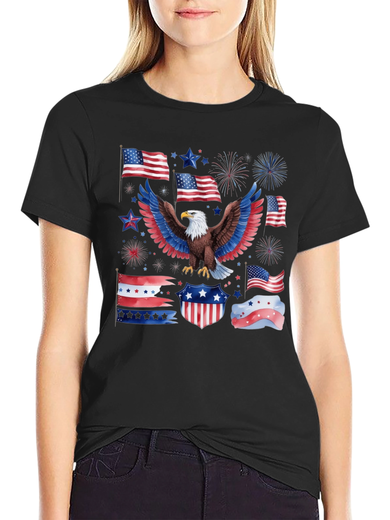 Patriotic Eagle USA Flag Graphic T-Shirt
