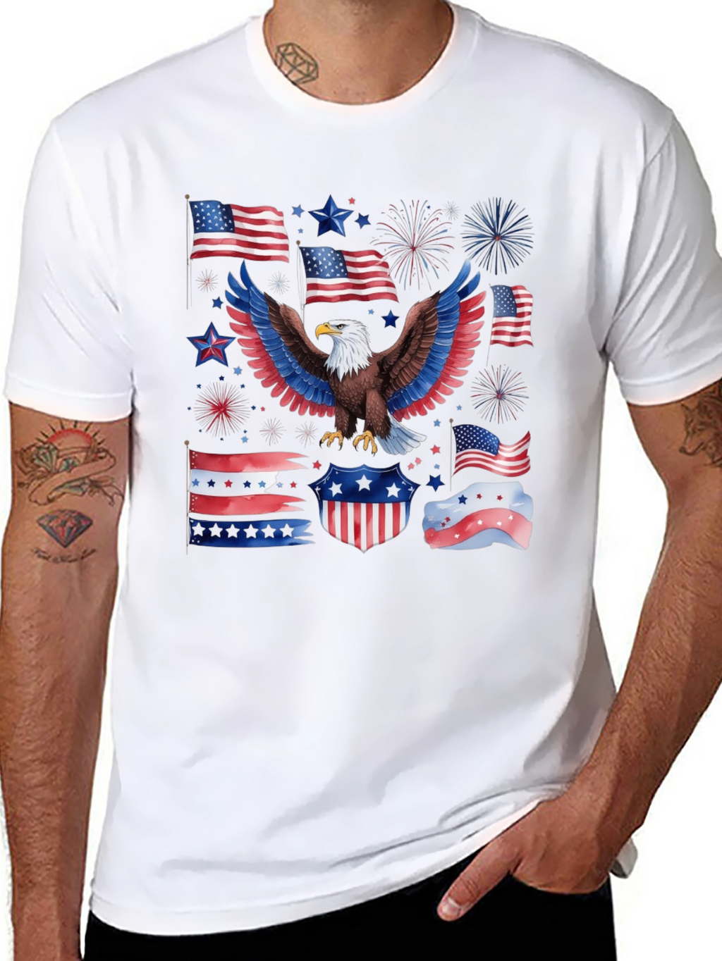 Patriotic Eagle USA Flag Graphic T-Shirt