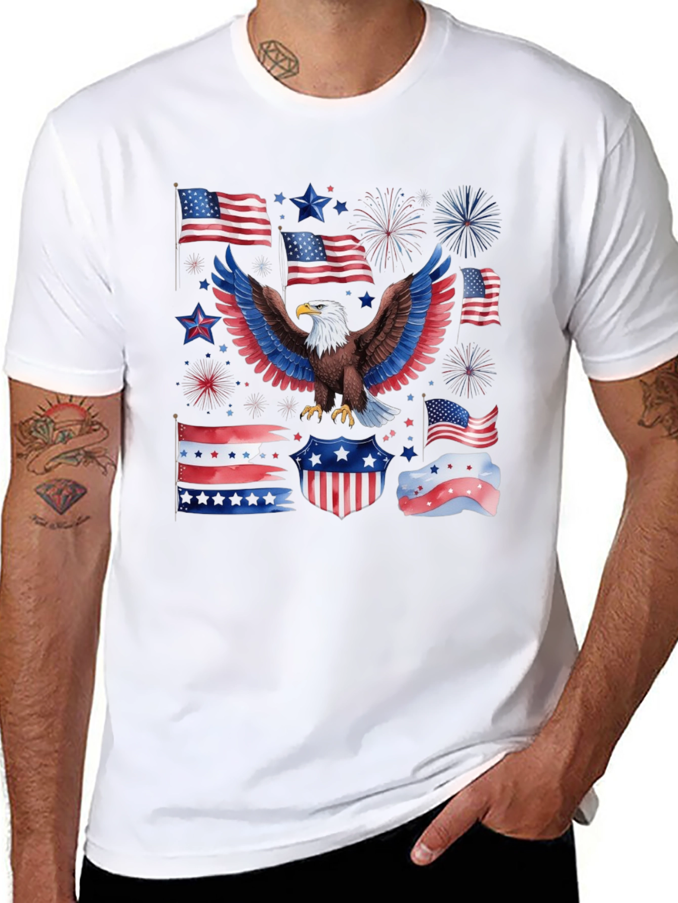 Patriotic Eagle USA Flag Graphic T-Shirt