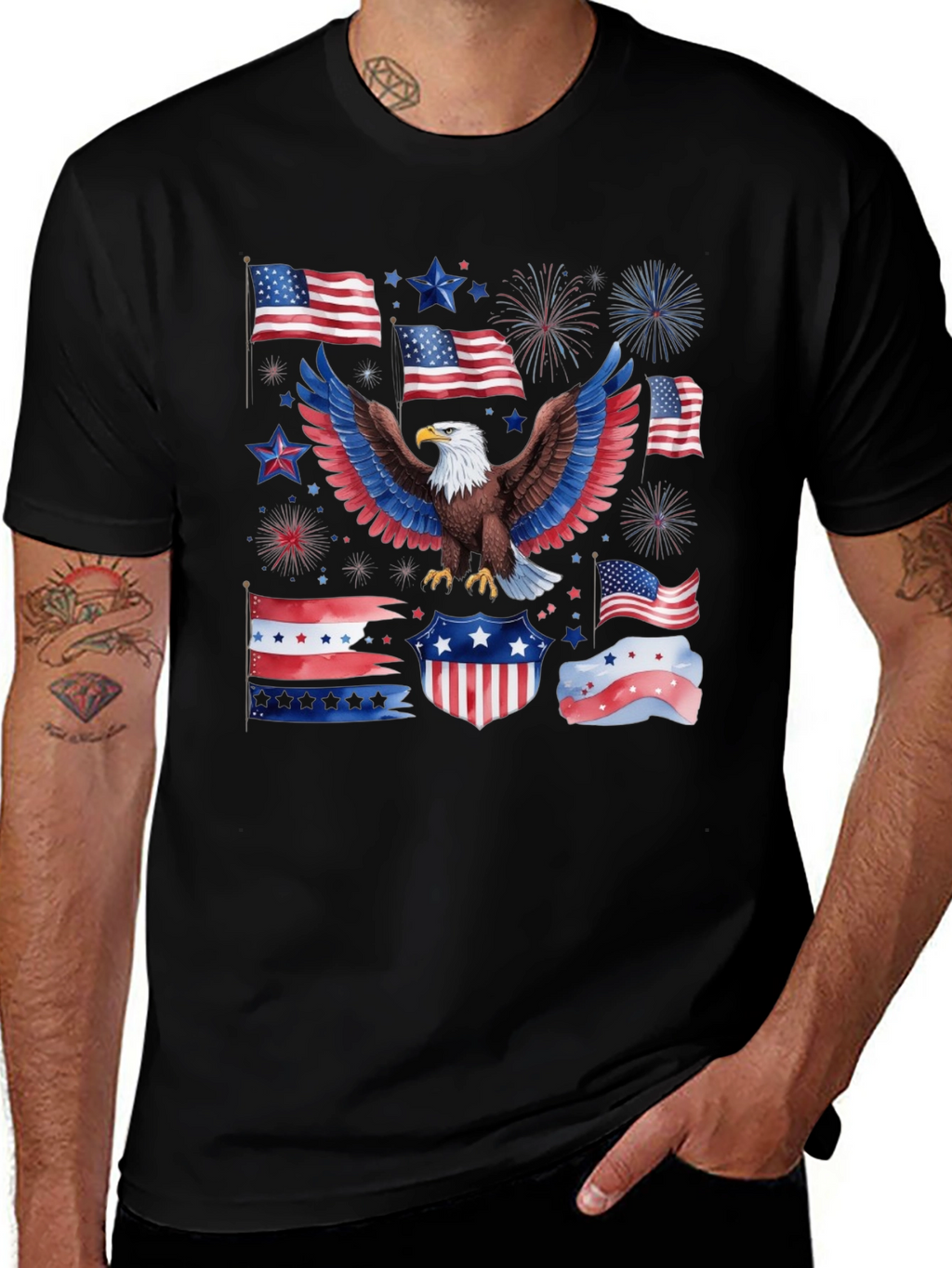 Patriotic Eagle USA Flag Graphic T-Shirt
