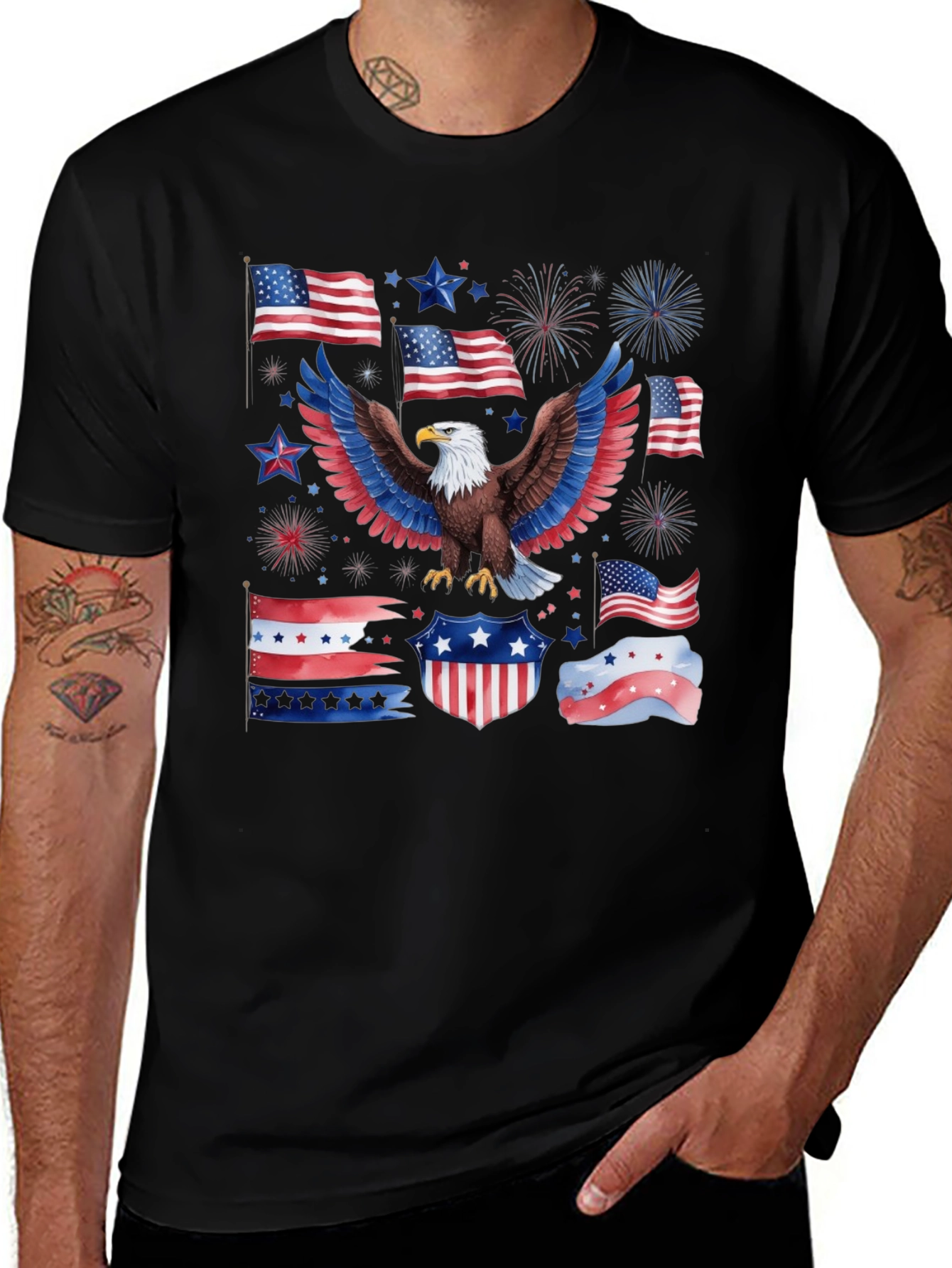 Patriotic Eagle USA Flag Graphic T-Shirt