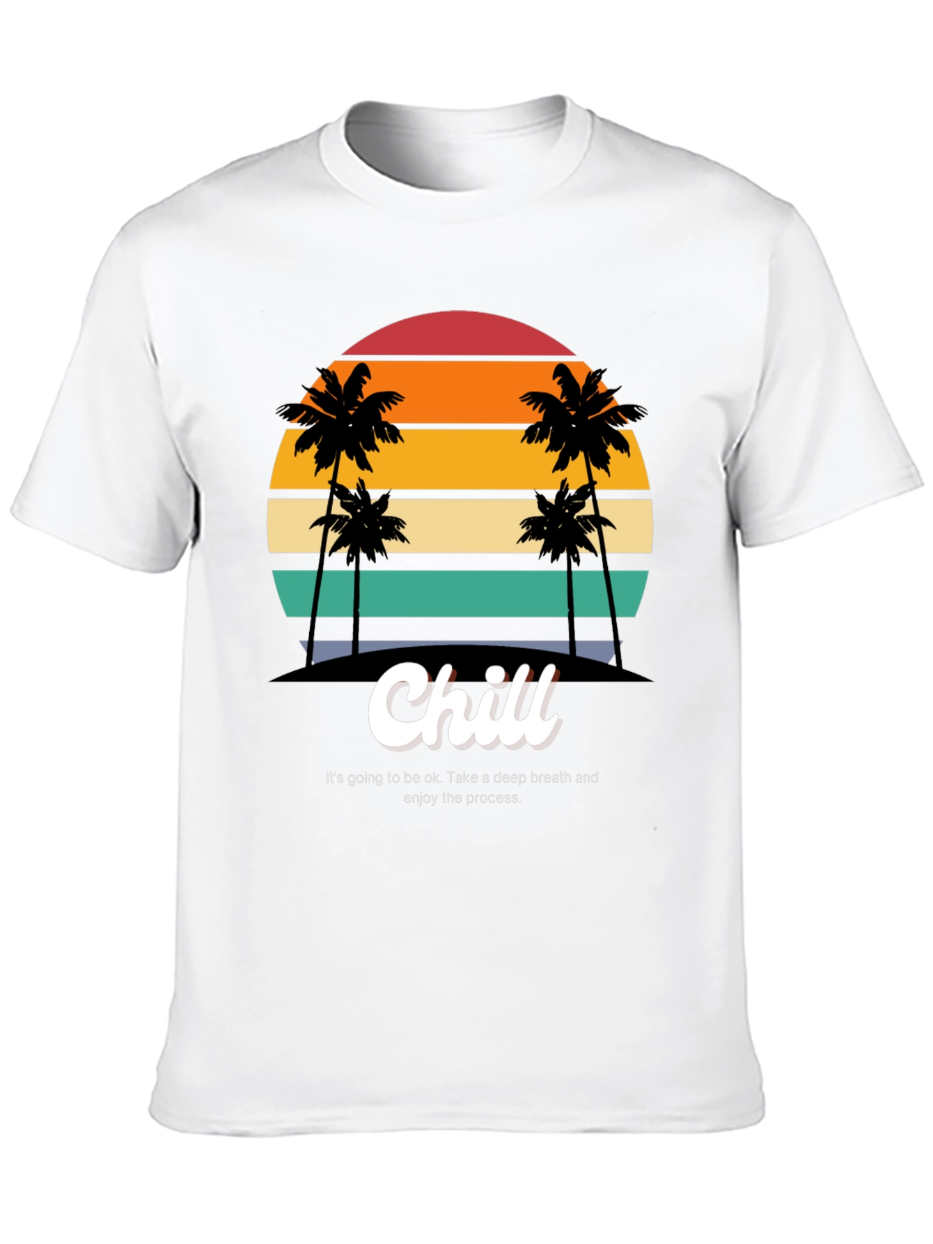 Chill Graphic T-Shirt - Retro Sunset Palm Design