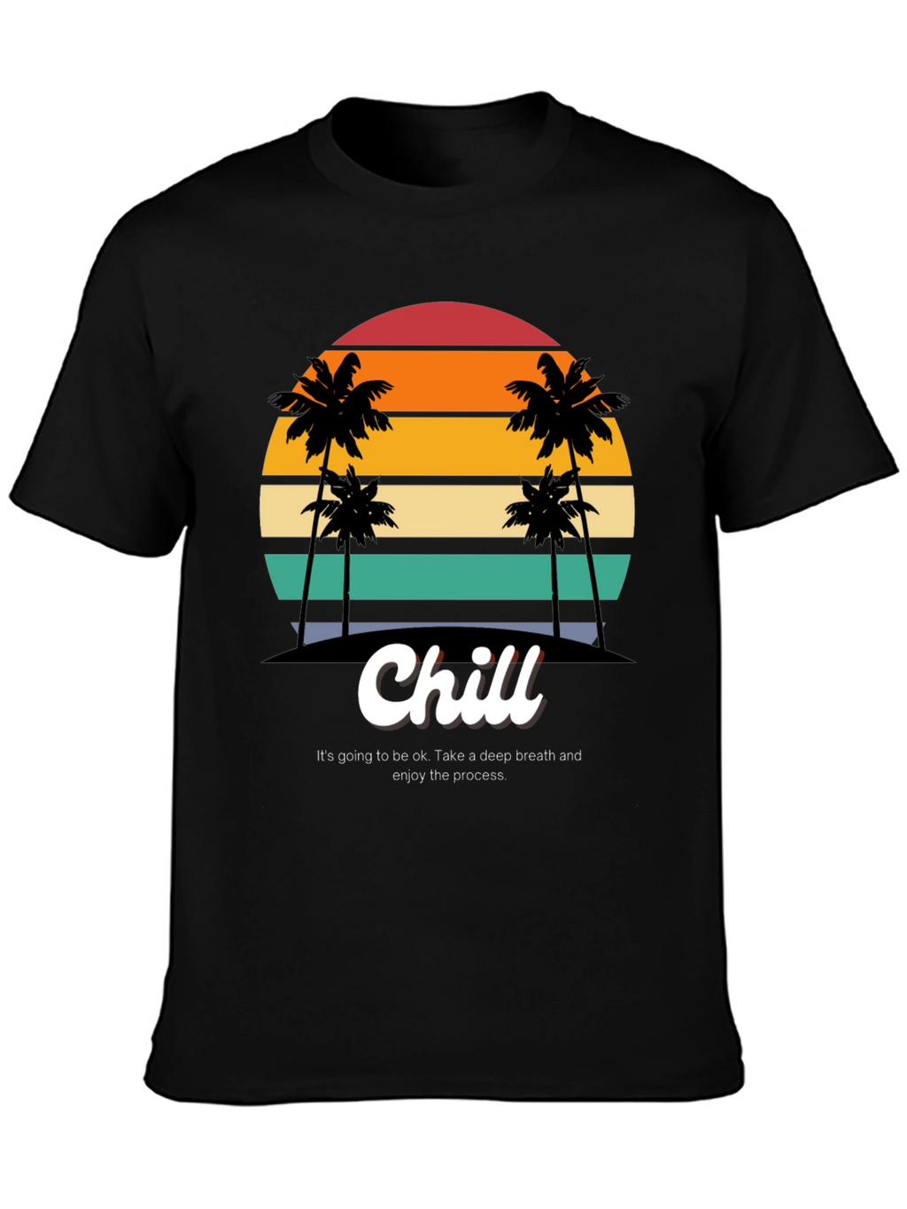 Chill Graphic T-Shirt - Retro Sunset Palm Design