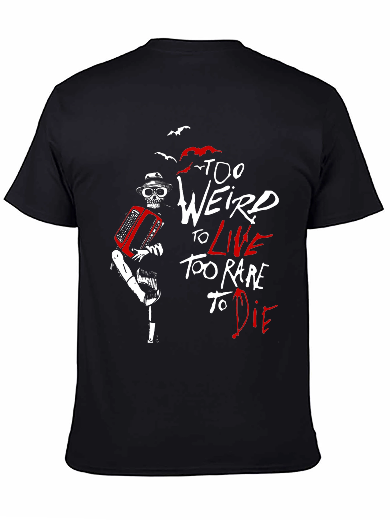 Too Weird To Live T-Shirt Skeleton Accordion Black Tee