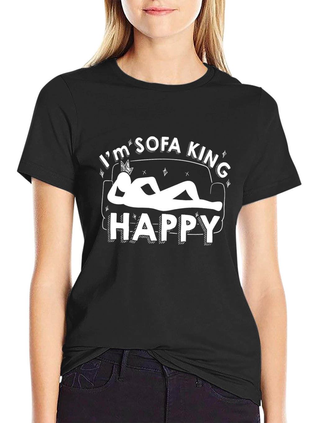 Im Sofa King Happy T-Shirt - Black