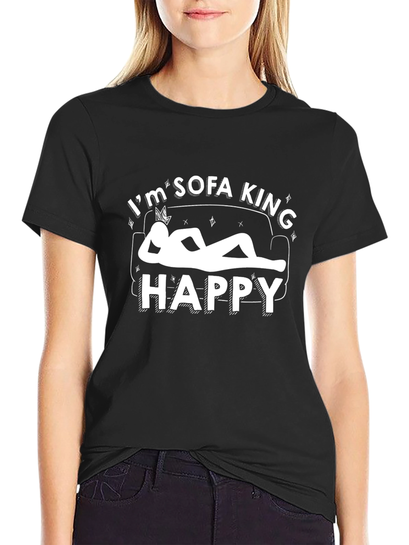 Im Sofa King Happy T-Shirt - Black