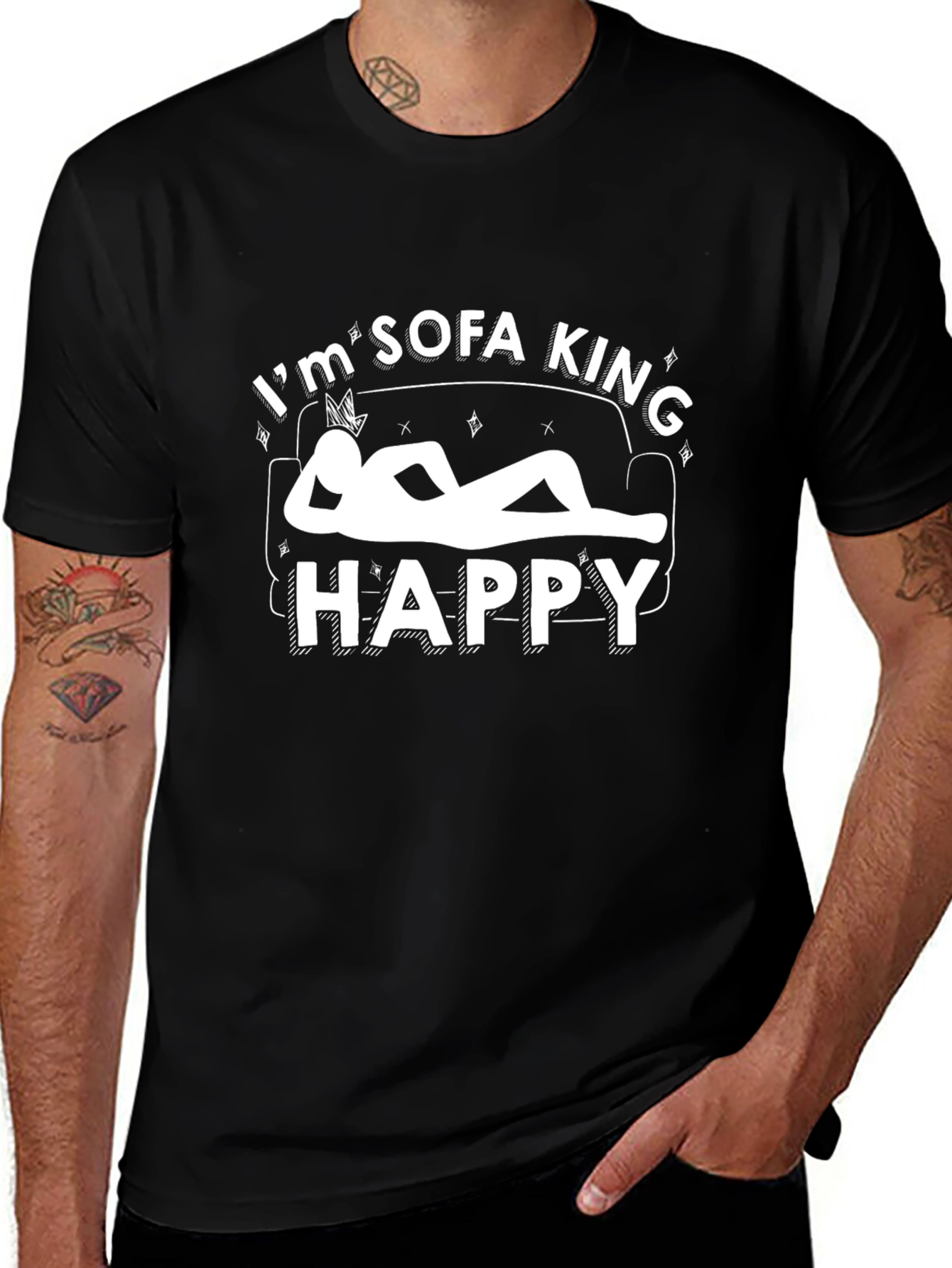 Im Sofa King Happy T-Shirt - Black