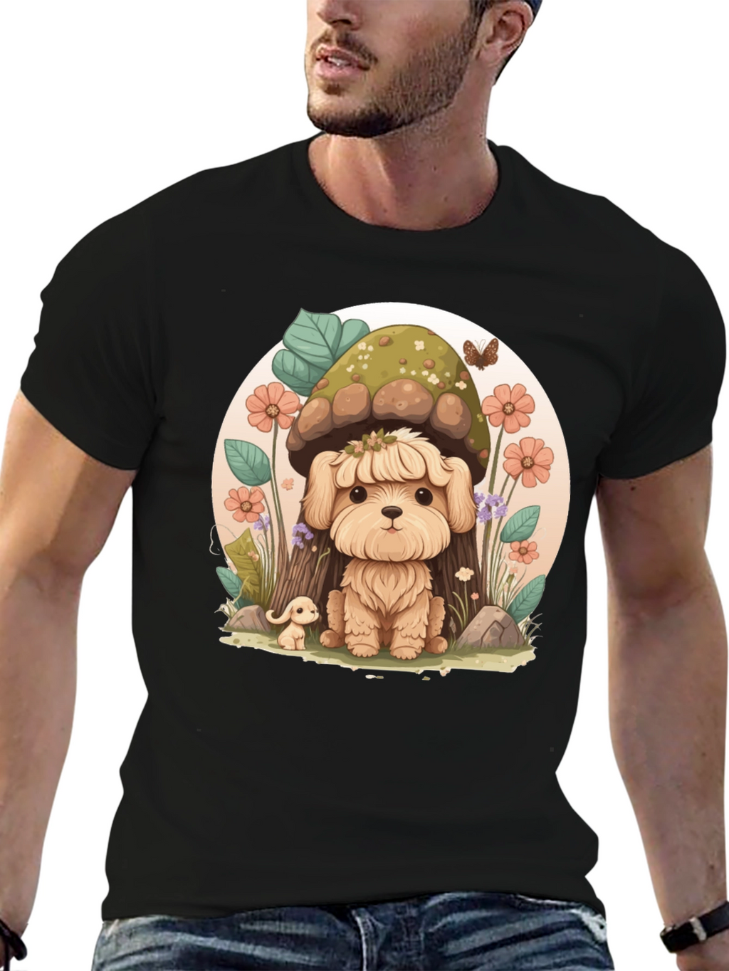 Cute Dog Mushroom Graphic Tee
