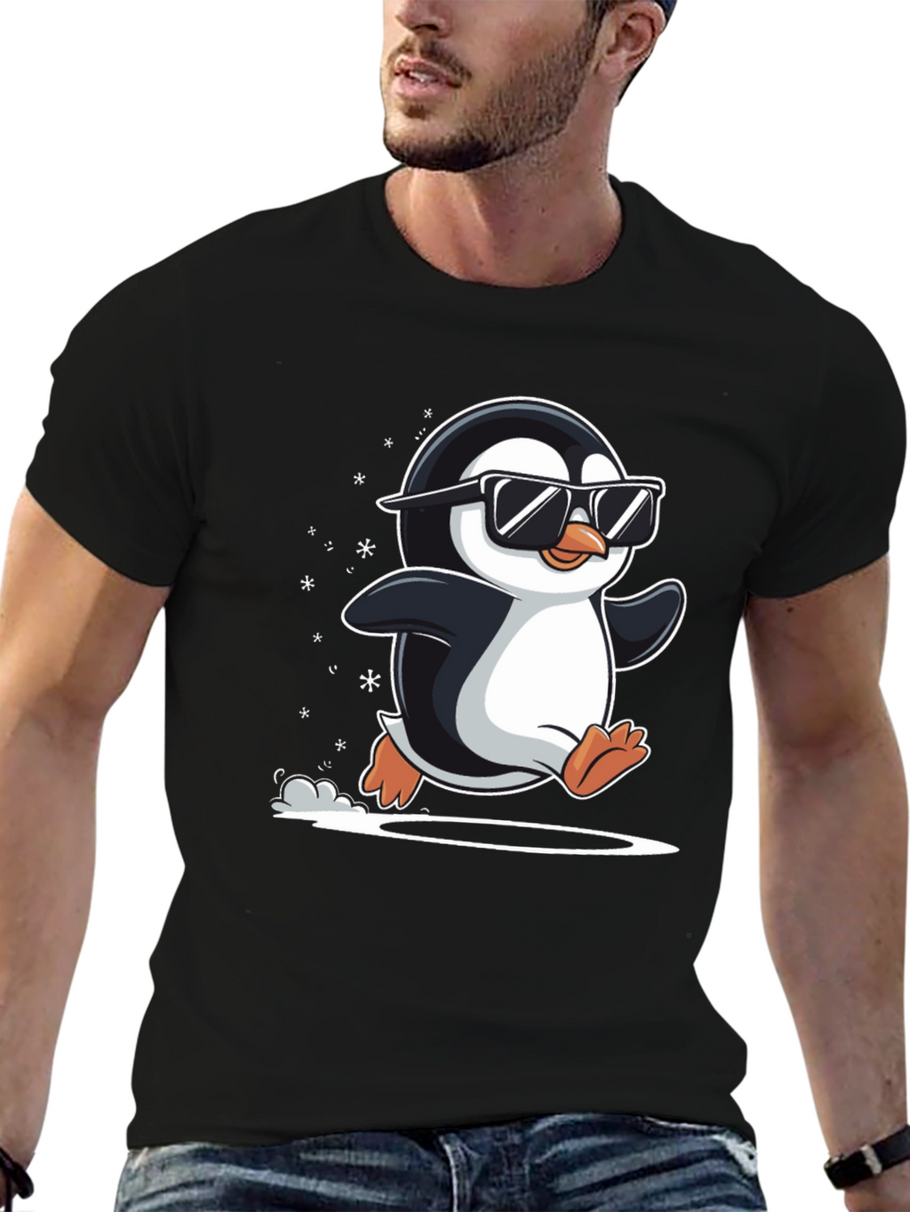 Cool Penguin T-Shirt - Black Graphic Tee