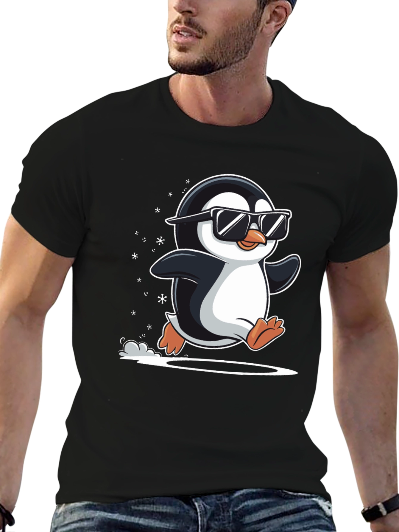 Cool Penguin T-Shirt - Black Graphic Tee