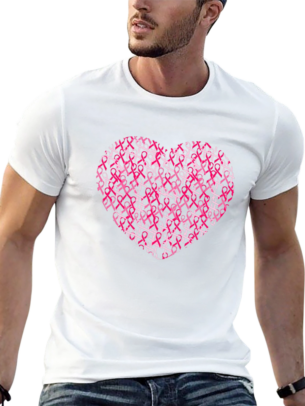 Pink Ribbon Heart T-Shirt - Breast Cancer Awareness