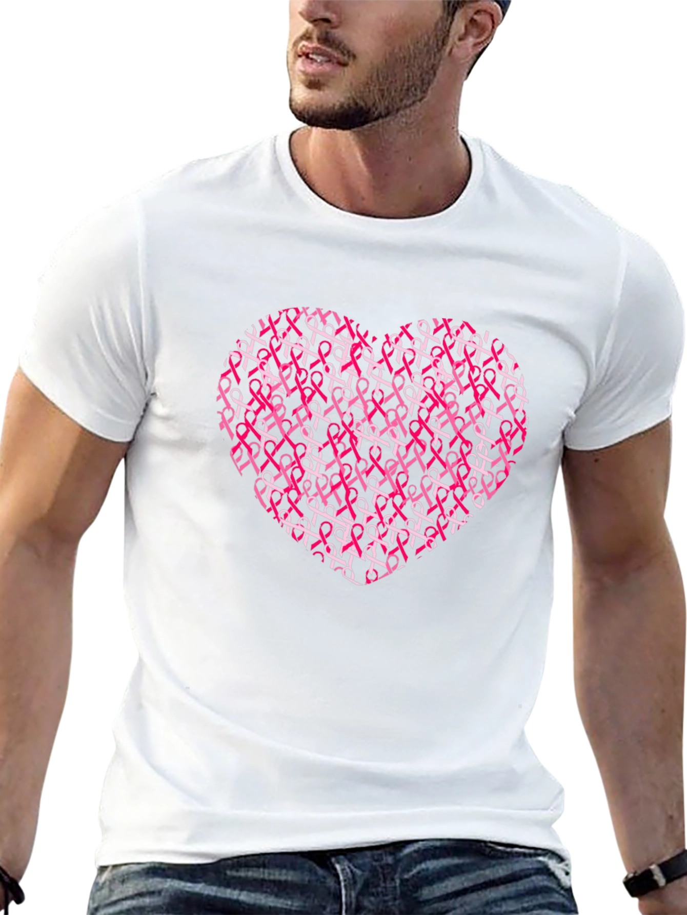 Pink Ribbon Heart T-Shirt - Breast Cancer Awareness