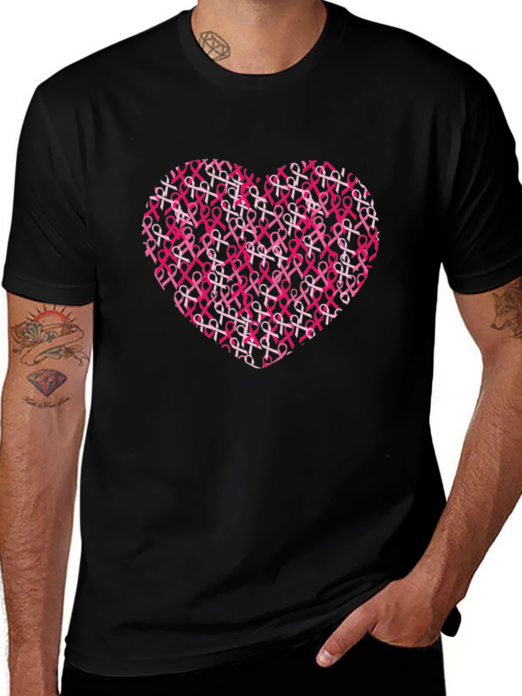 Pink Ribbon Heart T-Shirt - Breast Cancer Awareness