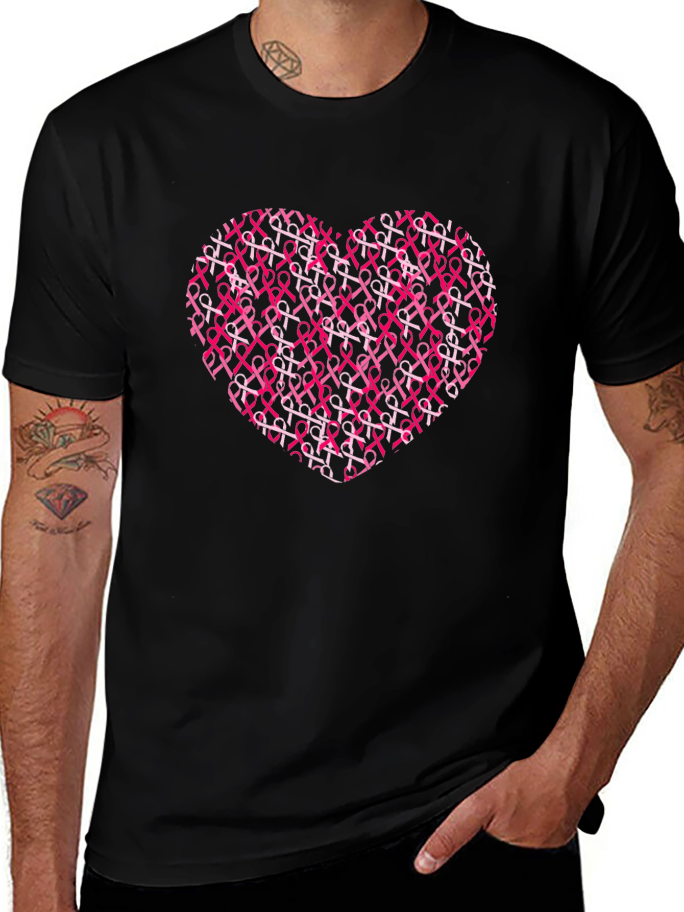 Pink Ribbon Heart T-Shirt - Breast Cancer Awareness