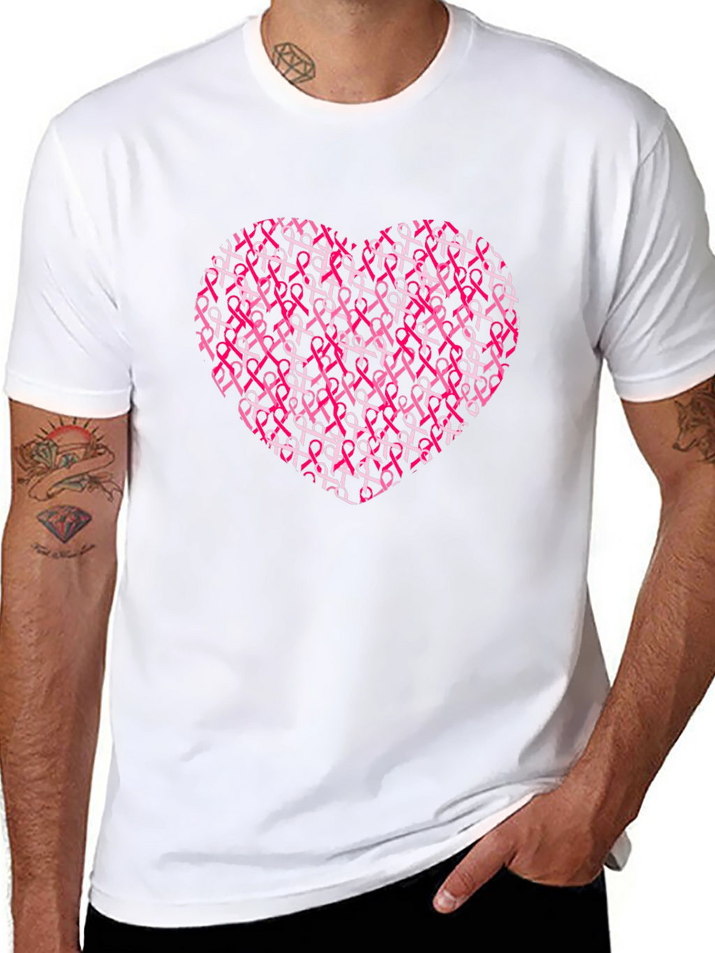 Pink Ribbon Heart T-Shirt - Breast Cancer Awareness