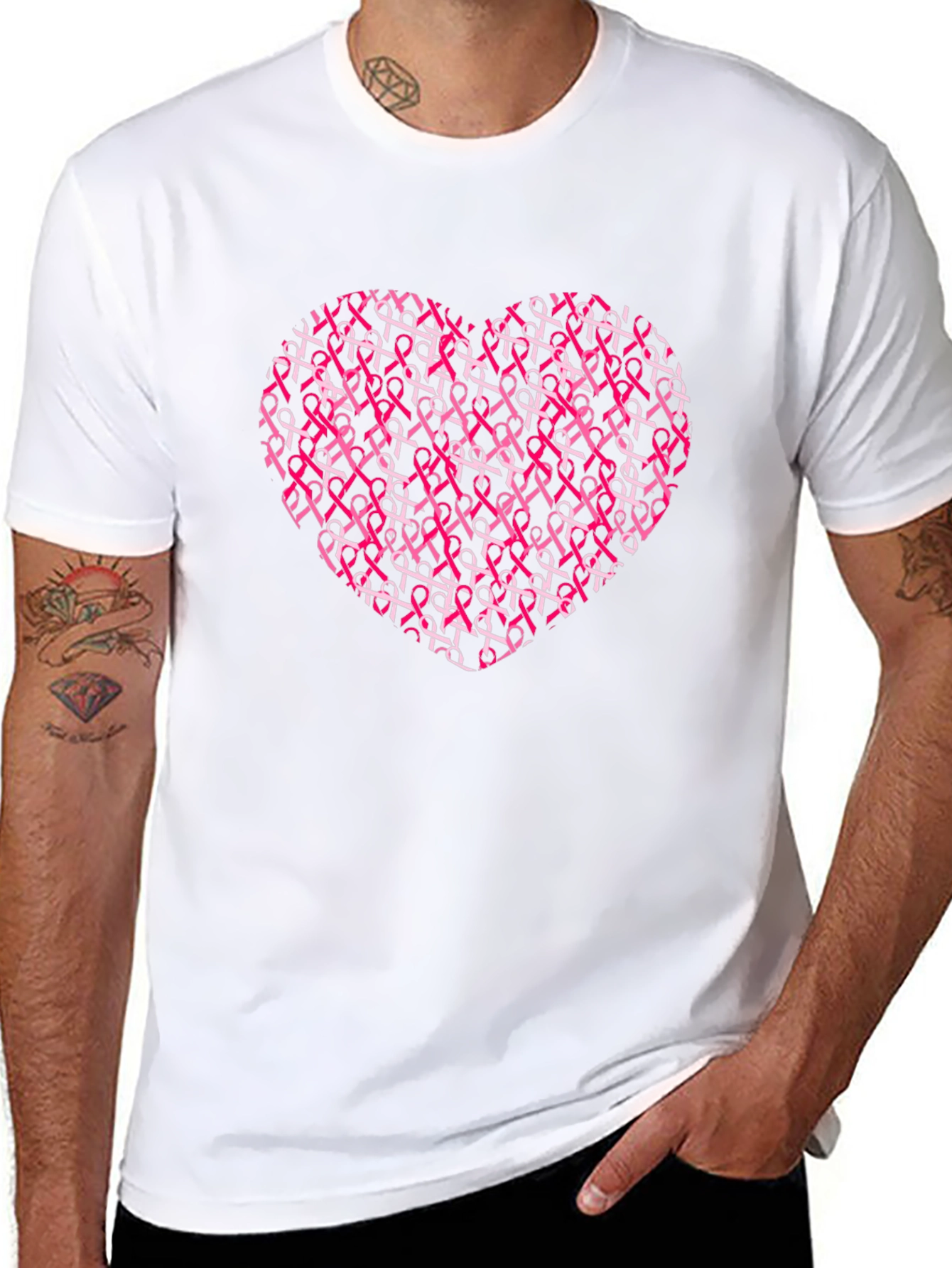 Pink Ribbon Heart T-Shirt - Breast Cancer Awareness