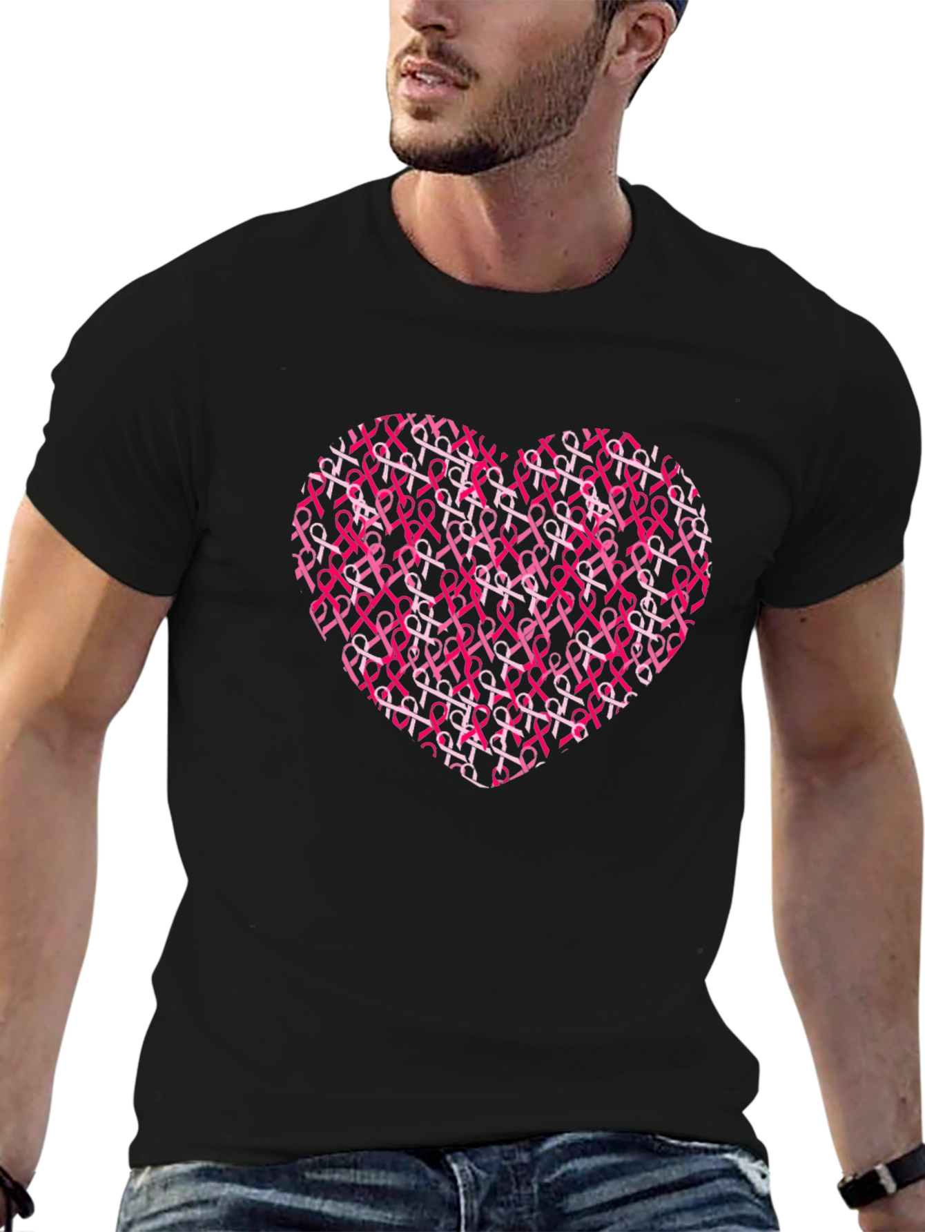 Pink Ribbon Heart T-Shirt - Breast Cancer Awareness