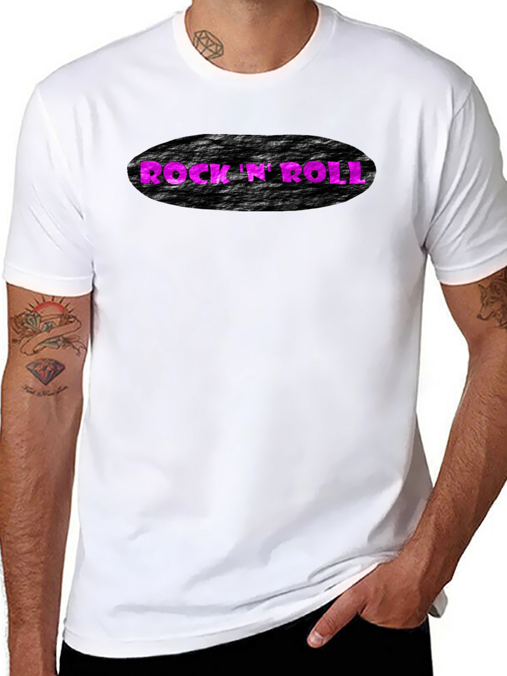Rock N Roll Graphic Print Black T-Shirt