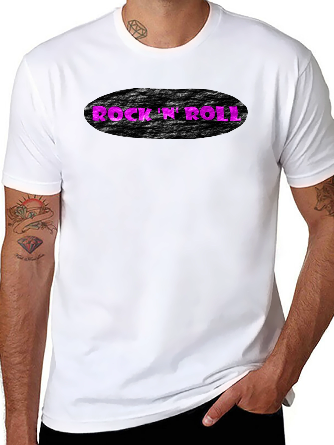 Rock N Roll Graphic Print Black T-Shirt