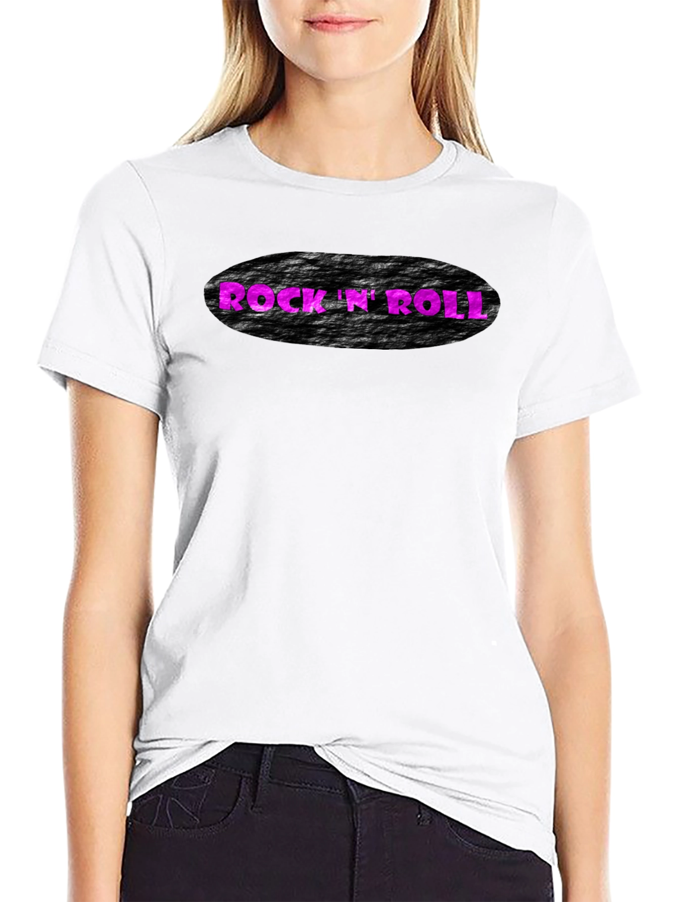 Rock N Roll Graphic Print Black T-Shirt